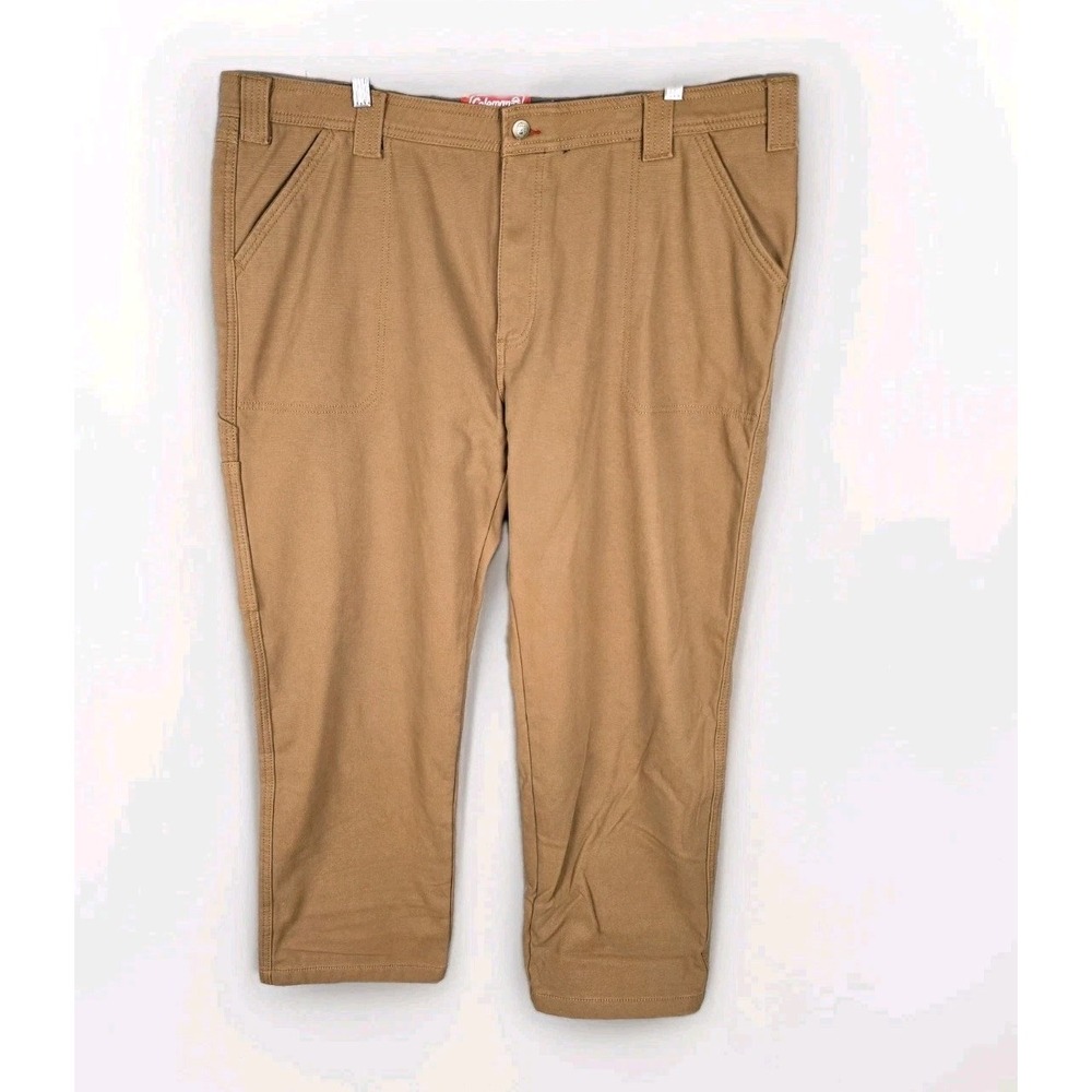 Coleman Mens Fleece Lined Canvas Utility Work Pants Tan Brown 40x32 Straight Leg